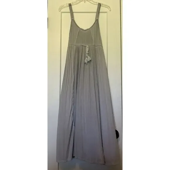 POL Sz Small Stone Maxi‎ Tank Dress Washed Frayed Trim Rayon Knit Flowy Bohemian - Picture 2 of 13